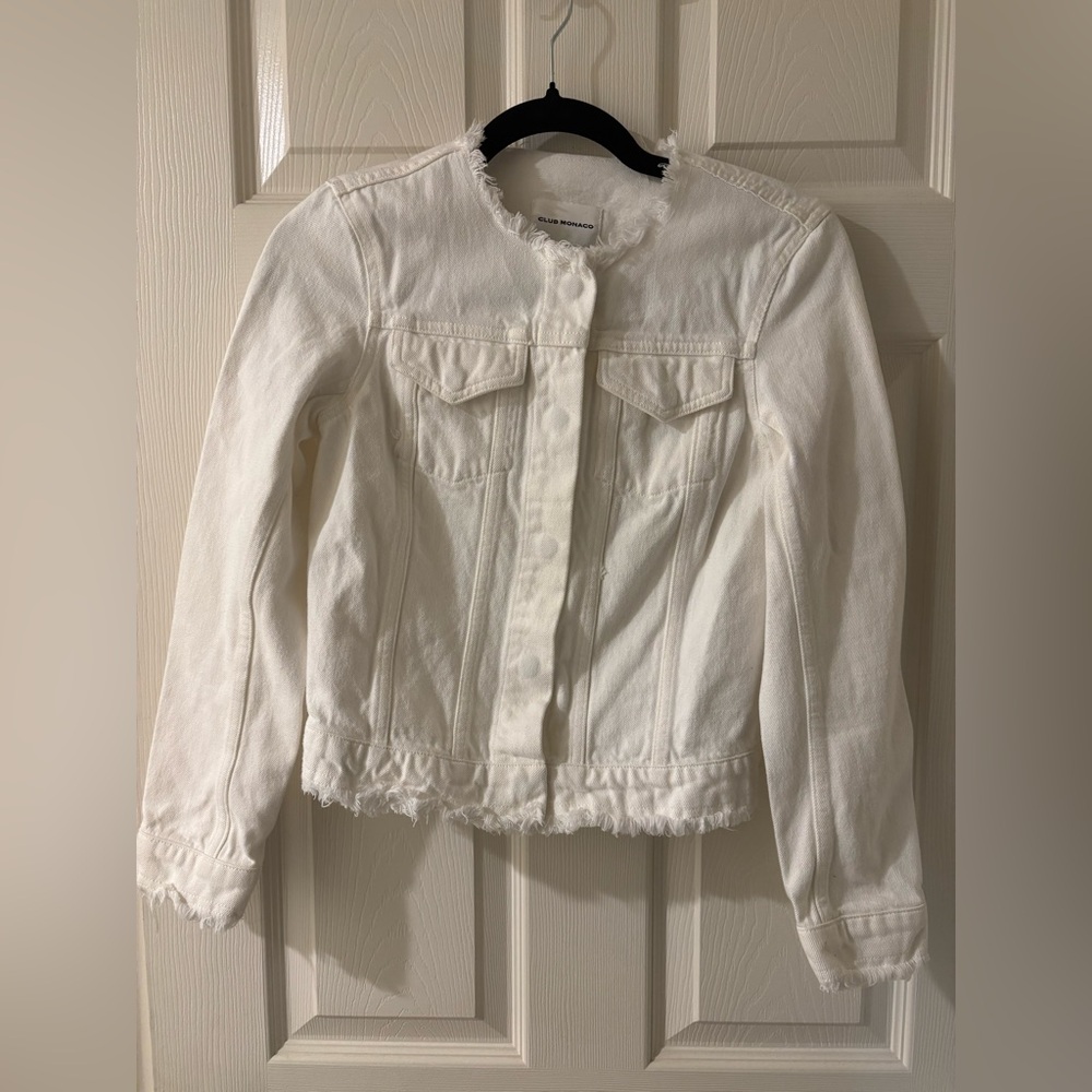 Club Monaco Women's White Jean Jacket Extra Small